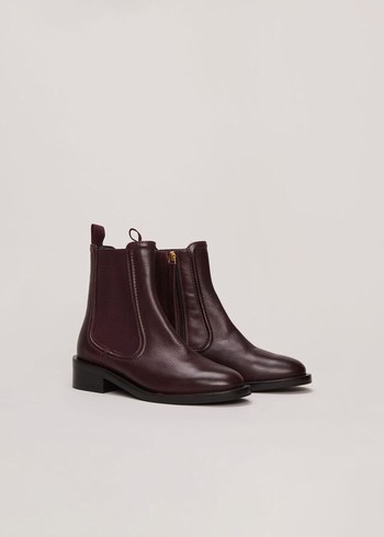 Phase Eight Leather Boots Burgundy USA | 9654032-OB